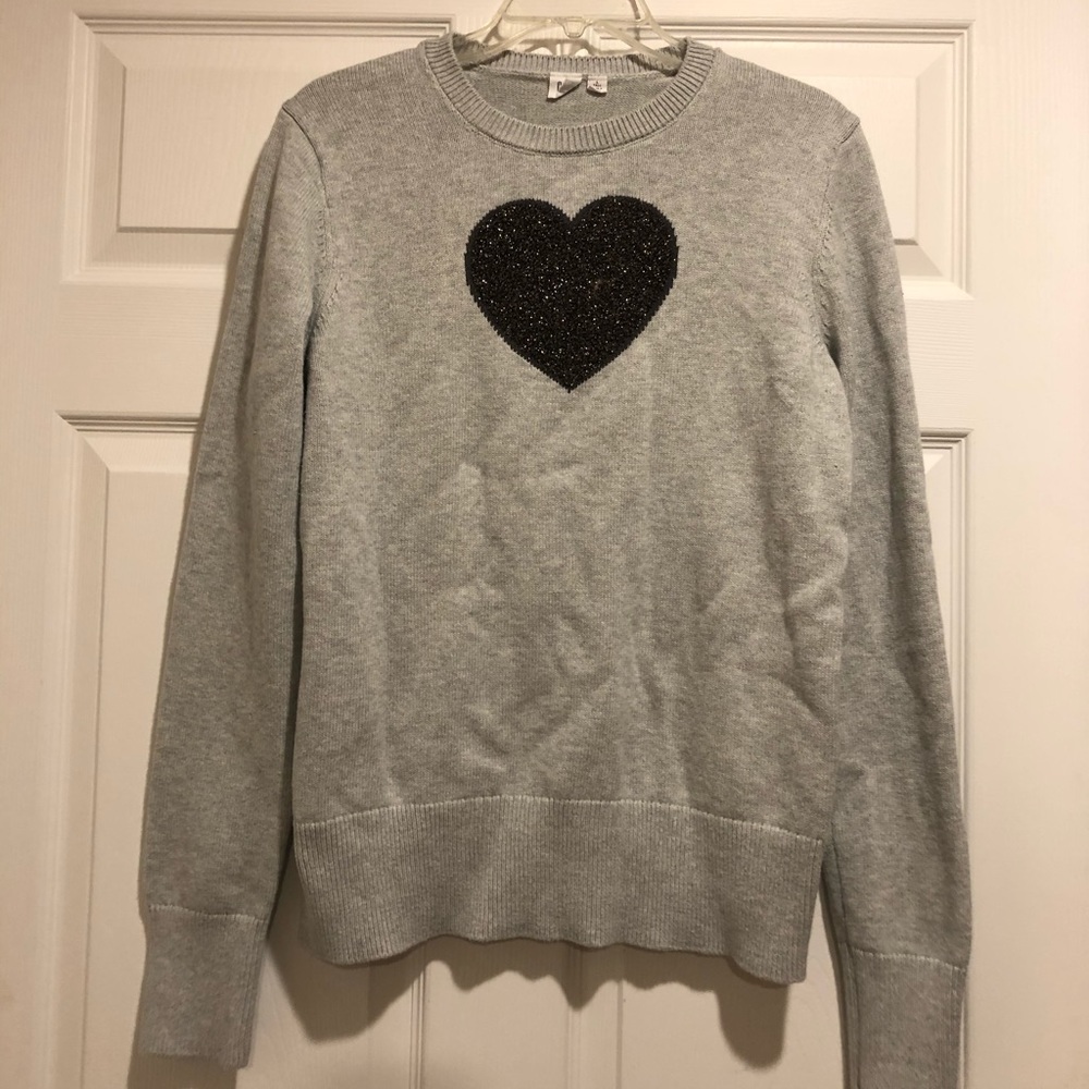 GAP glittery silver heart sweater ***3 for $25***
